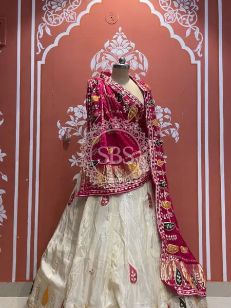 Pure gazi silk dupatta kacchi patti with pure tissue kacchi patti Lehenga