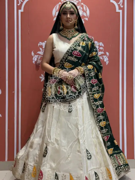 Pure gazi silk dupatta kacchi patti with pure tissue kacchi patti Lehenga