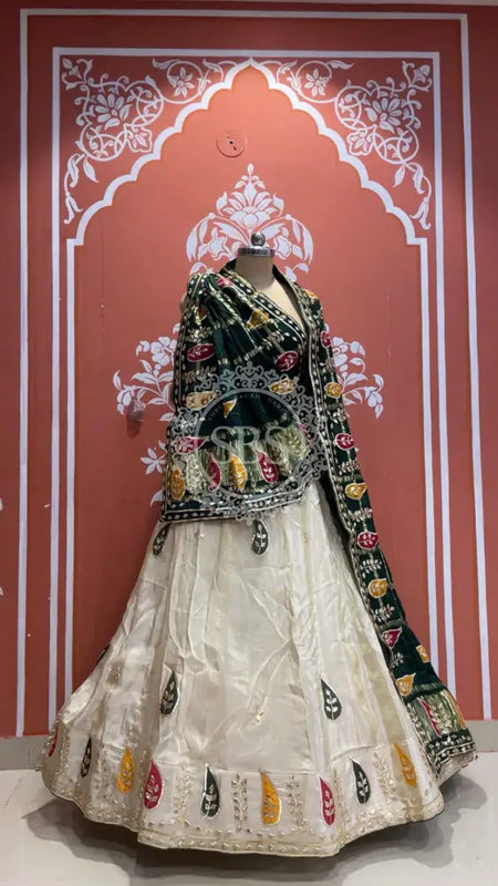 Pure gazi silk dupatta kacchi patti with pure tissue kacchi patti Lehenga