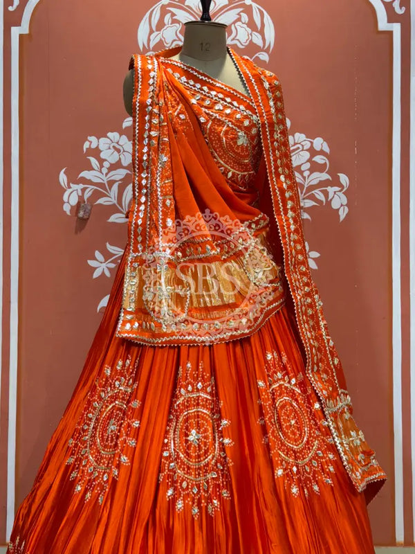 PURE GAZI SILK GOTA PATTI LEHENGA