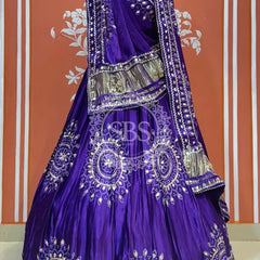 PURE GAZI SILK GOTA PATTI LEHENGA Purple / Free Size