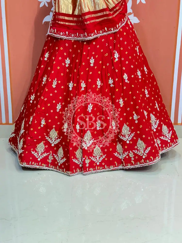 PURE GAZI SILK HANDWORK GOTA PATTI LEHENGA