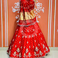 PURE GAZI SILK HANDWORK GOTA PATTI LEHENGA
