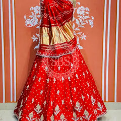 PURE GAZI SILK HANDWORK GOTA PATTI LEHENGA