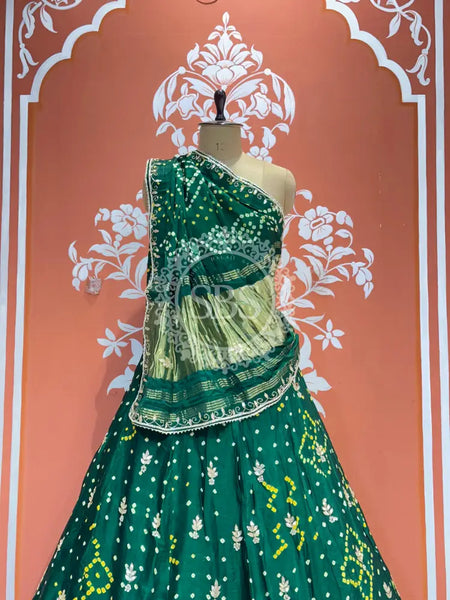 PURE GAZI SILK HANDWORK GOTA PATTI LEHENGA