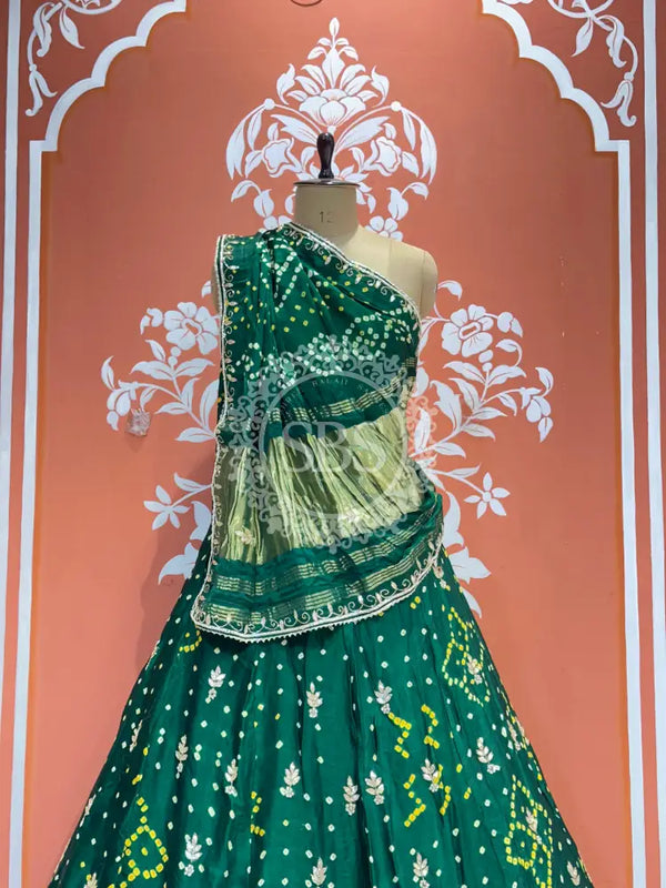 PURE GAZI SILK HANDWORK GOTA PATTI LEHENGA