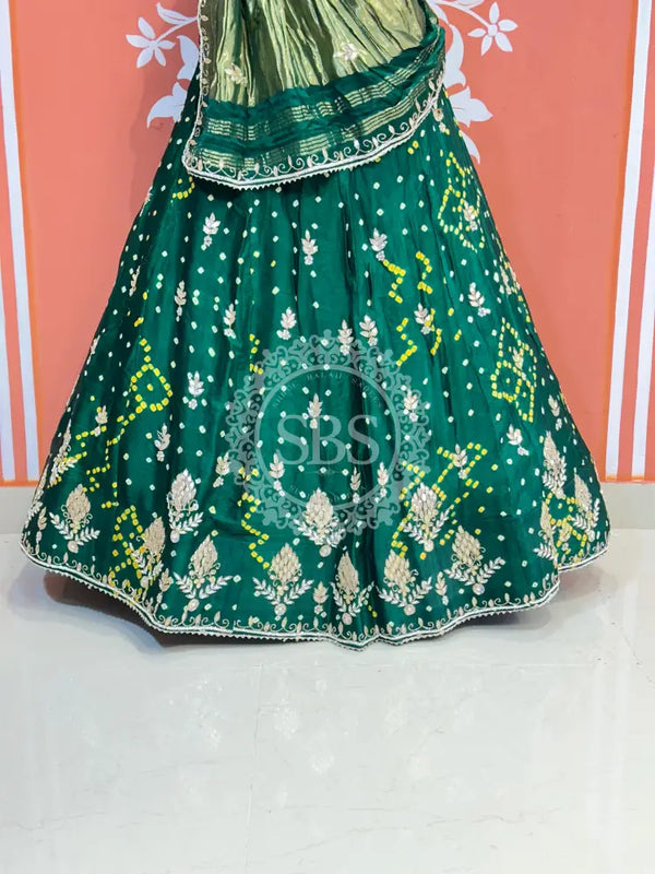 PURE GAZI SILK HANDWORK GOTA PATTI LEHENGA