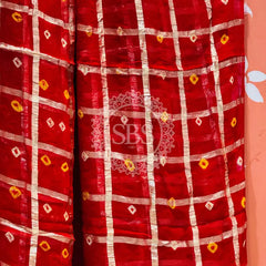 PURE GEORGETTE BHANDEJ GHATCHOLA SAREE Red / Free Size