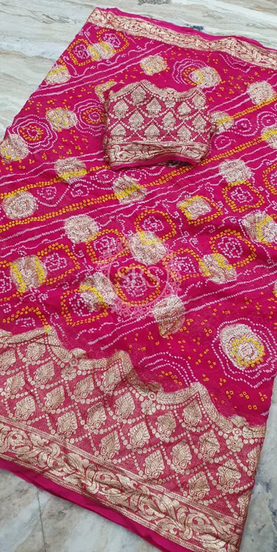 PURE GEORGETTE BHANDEJ SAREE