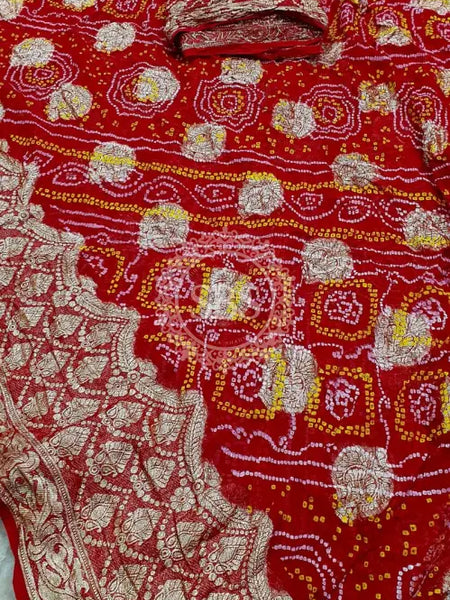 PURE GEORGETTE BHANDEJ SAREE Maroon / Free Size