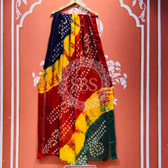 PURE GEORGETTE BHANDEJ SAREE Multicolor / Free Size