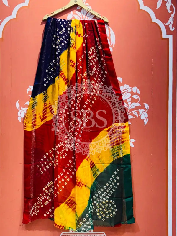 PURE GEORGETTE BHANDEJ SAREE Multicolor / Free Size