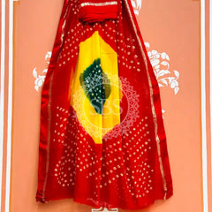 PURE GEORGETTE BHANDEJ SAREE Multicolor / Free Size