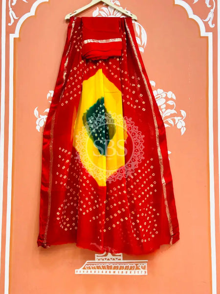 PURE GEORGETTE BHANDEJ SAREE Multicolor / Free Size