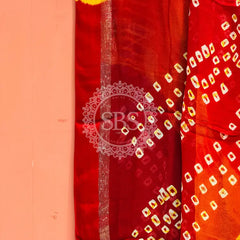 PURE GEORGETTE BHANDEJ SAREE Red