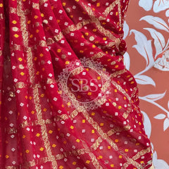 PURE GEORGETTE GHATCHOLA LEHENGA Red & White / Free Size