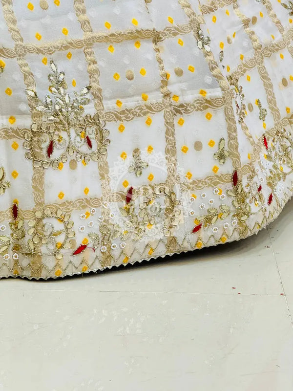 PURE GEORGETTE GHATCHOLA LEHENGA Red & White / Free Size