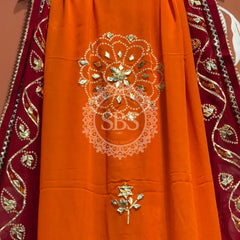PURE GEORGETTE KACHI PATTI DUPATTA Orange / Free Size