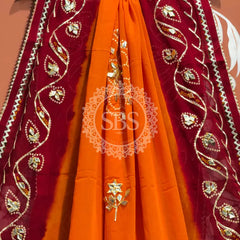 PURE GEORGETTE KACHI PATTI DUPATTA Orange / Free Size