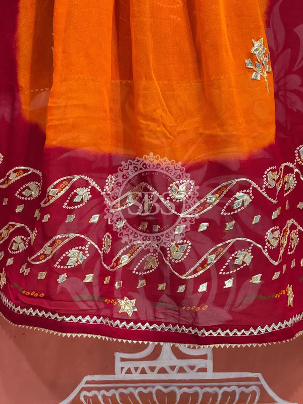 PURE GEORGETTE KACHI PATTI DUPATTA Orange / Free Size