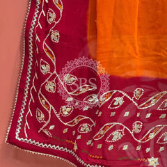 PURE GEORGETTE KACHI PATTI DUPATTA Orange / Free Size