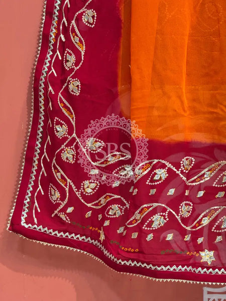 PURE GEORGETTE KACHI PATTI DUPATTA Orange / Free Size