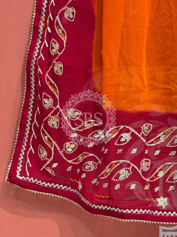 PURE GEORGETTE KACHI PATTI DUPATTA Orange / Free Size