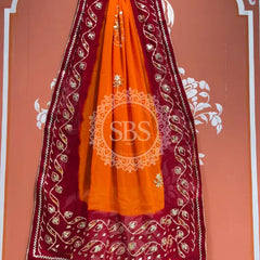 PURE GEORGETTE KACHI PATTI DUPATTA Orange / Free Size