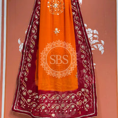 PURE GEORGETTE KACHI PATTI DUPATTA Orange / Free Size