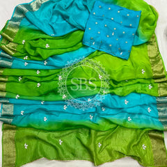 PURE HO SILK BOOTA SAREE Green