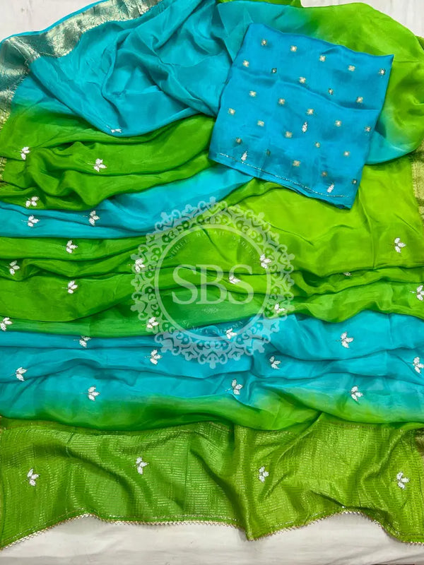 PURE HO SILK BOOTA SAREE Green