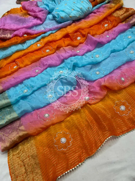 PURE HO SILK BOOTA SAREE Orange / Free Size