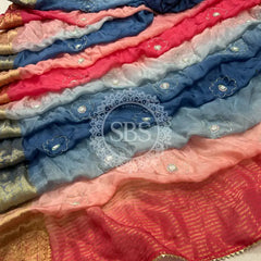 PURE HO SILK BOOTA SAREE Peach / Free Size
