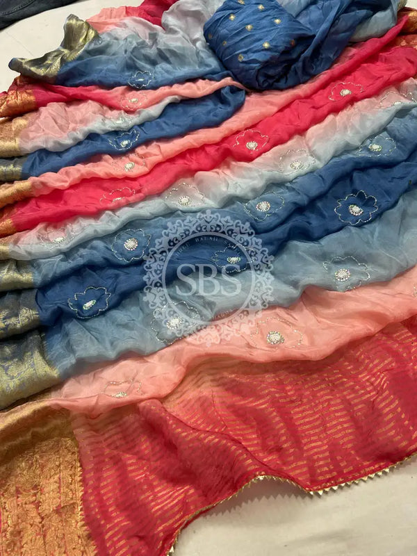 PURE HO SILK BOOTA SAREE Peach / Free Size