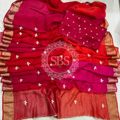 PURE HO SILK BOOTA SAREE Red