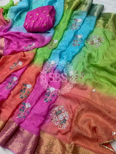 PURE HO SILK ZARI SAREE Pink / Free Size