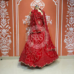 PURE JAIPURI GEORGETTE GOTA LEHENGA Red / Free Size