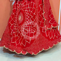PURE JAIPURI GEORGETTE GOTA LEHENGA Red / Free Size