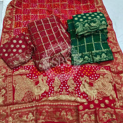 PURE MOONGA SILK GHATCHOLA BHANDEJ SAREE