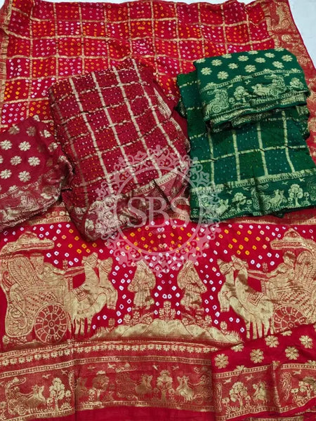 PURE MOONGA SILK GHATCHOLA BHANDEJ SAREE