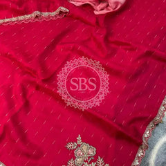 PURE MOONGA SILK SAREE Pink / Free Size