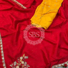 PURE MOONGA SILK SAREE Red / Free Size