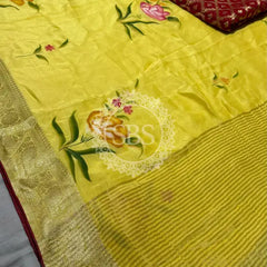 PURE RUSSIAN SILK HANDBRUSH PRINT SAREE