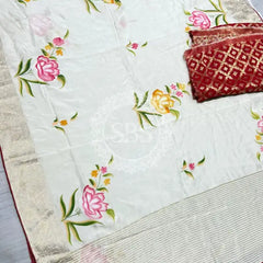 PURE RUSSIAN SILK HANDBRUSH PRINT SAREE