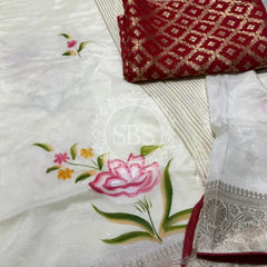 PURE RUSSIAN SILK HANDBRUSH PRINT SAREE