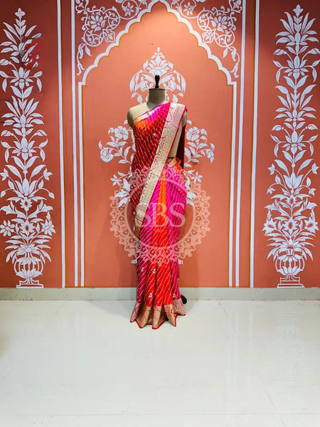 PURE RUSSIAN SILK HANDWORK BOOTA SAREE Multi / Free Size