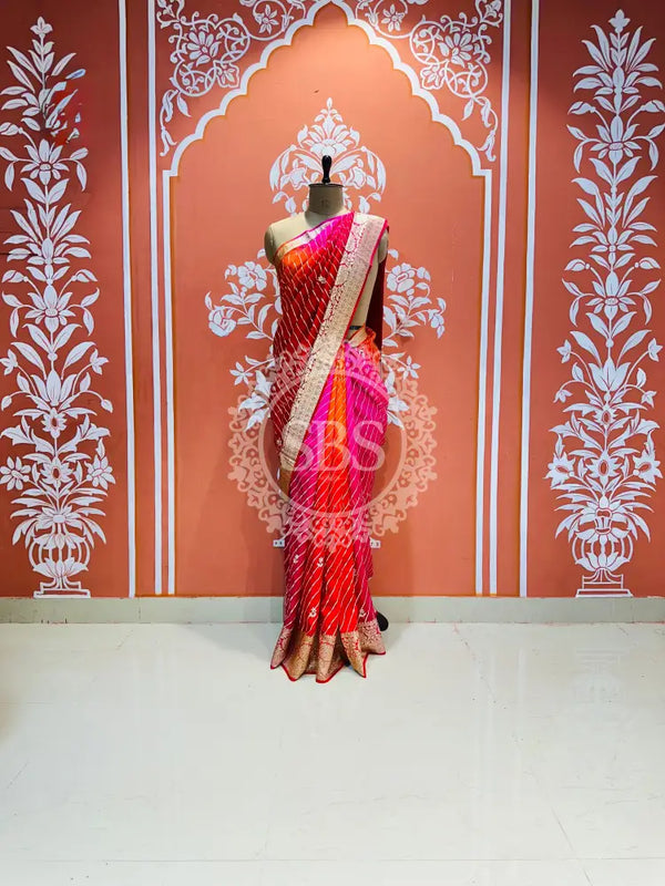 PURE RUSSIAN SILK HANDWORK BOOTA SAREE Multi / Free Size