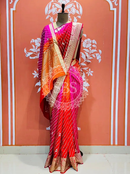 PURE RUSSIAN SILK HANDWORK BOOTA SAREE Multi / Free Size