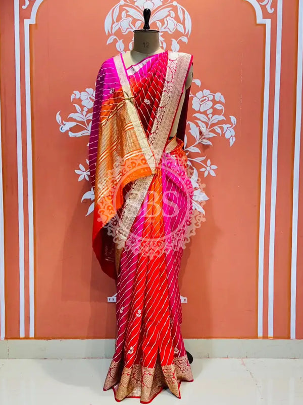 PURE RUSSIAN SILK HANDWORK BOOTA SAREE Multi / Free Size