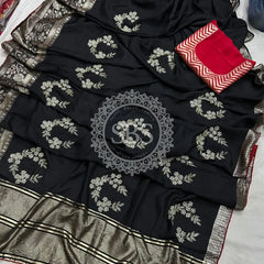 PURE RUSSIAN SILK ZARI HANDWORK SAREE